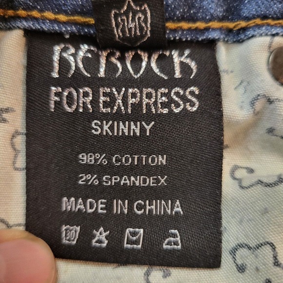 ReRock Express Jeans Womens 4 Dark Blue Skinny Distressed Denim Preppy Normcore - Picture 4 of 11